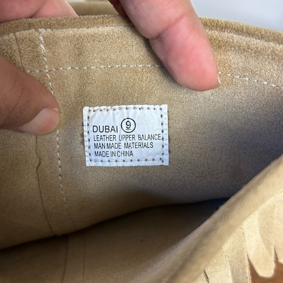 VTG Y2k Report Dubai Tan Suede Genuine leather Shoes Fringe platform Size 9 Wome - Picture 7 of 16